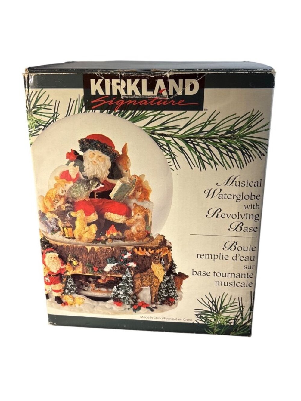 Kirkland Signature Musical Santa Waterglobe Revolving Base Santa Animals Org Box